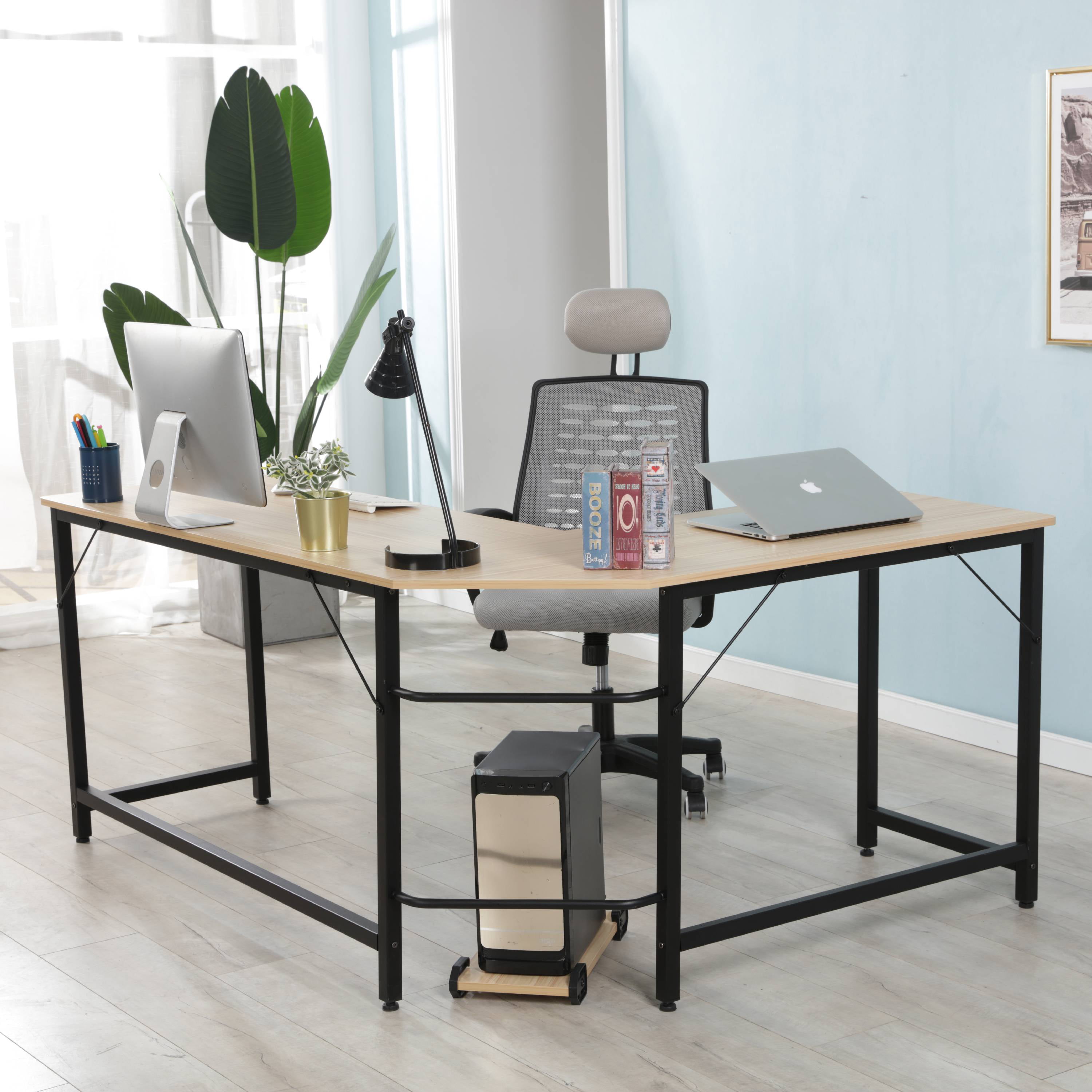 Study Studio Desk for Home, 2-Piece Corner Desk Modern Design PC Laptop