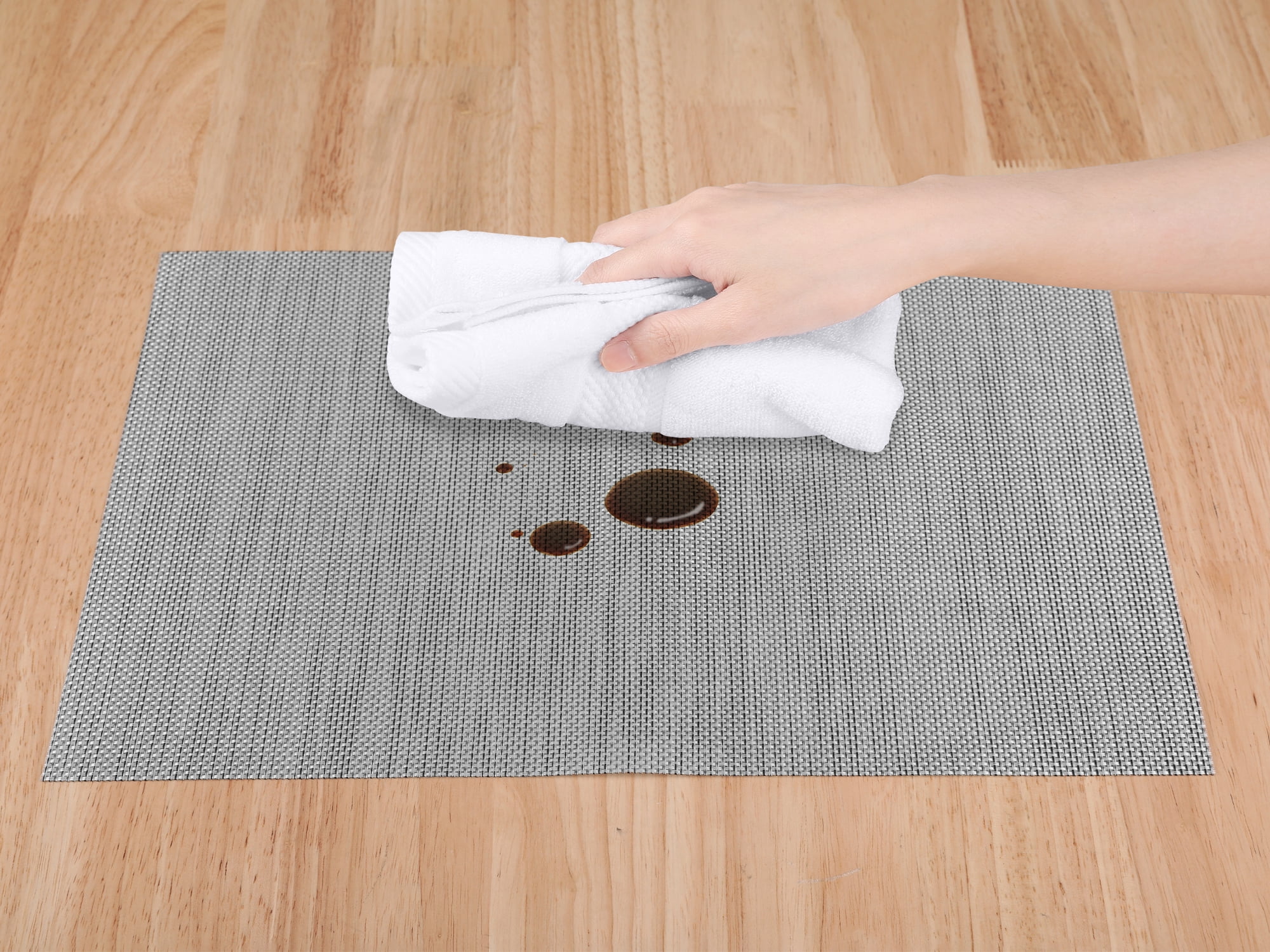 Unique Bargains 8 Pack Washable Placemats for Table Decor Wipeable Place Mat Gray 18x12in
