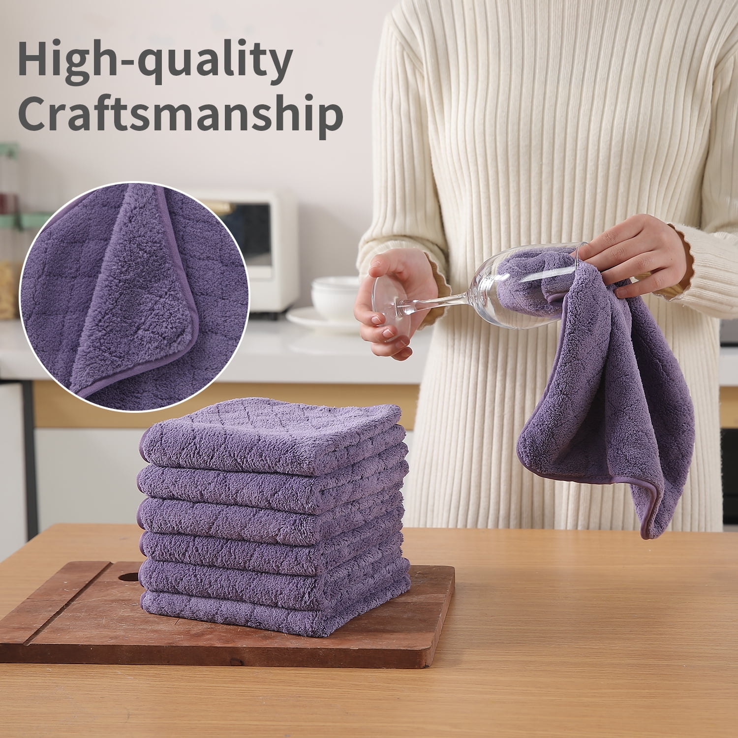 Jessy Home 24 Pack Dark Purple Washcloths for Bathroom 13x13 Inch Ultra Soft Hand Face Towels