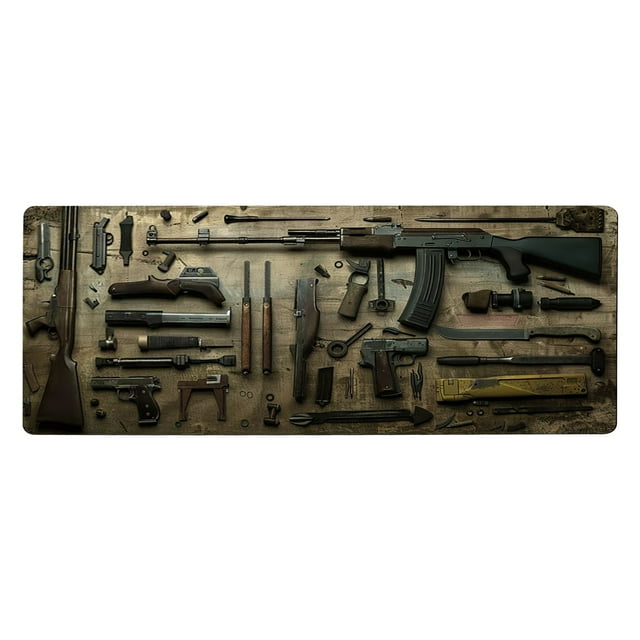 Qiweii Military Weapon Design Extra Large Gaming Mouse Pad,Non Slip Desk Mat,Weapon Build Themed Keyboard Pad