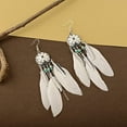 thumbnail image 5 of Boho Long Enamel Feather Dangle Drop Statement Stud Earring for Women Bohemian Ball Beaded Turquoise Tassel Dangling Link Piercing Fish Hook Earrings Ethnic Style Vintage Jhumka Jhumki Party, 5 of 12