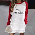 thumbnail image 2 of Nueva moda Casual estampado manga larga cuello redondo contraste Color suéter Top mujer ropa sudadera vestido Pompotops hdfakjf3851, 2 of 5