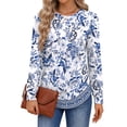 thumbnail image 3 of Fantaslook Womens Long Sleeve Shirts Fall Tunic Tops Casual Crewneck Floral Blouses, 3 of 9