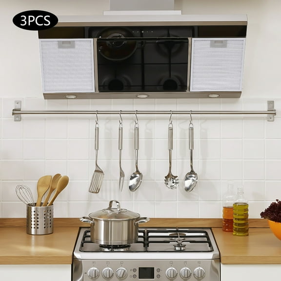 3 Pieces White Range Hood Filter Replacement Range Hood Aluminum Mesh Grease Filters Rectangular