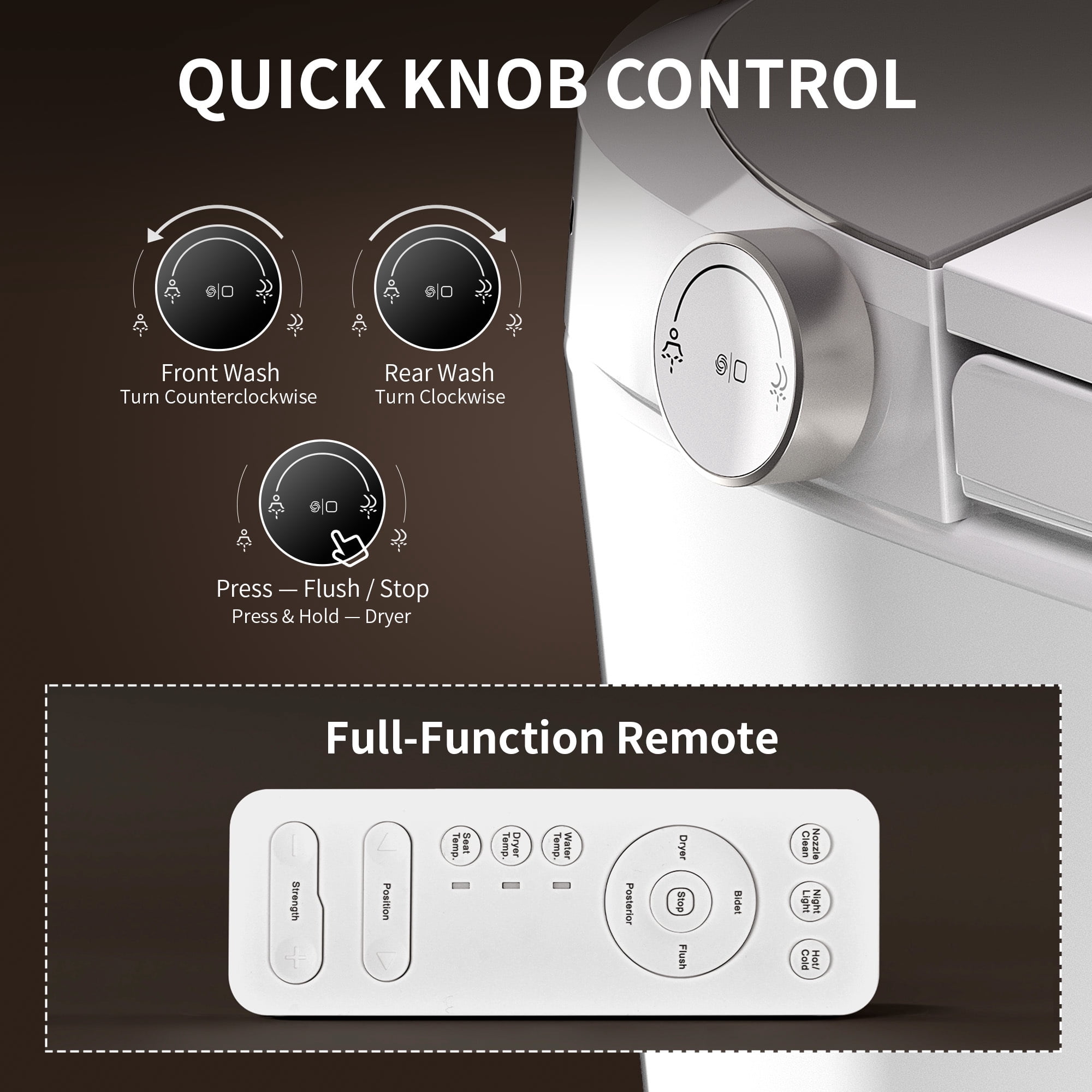 DeerValley DV-1S0456 ADA Smart Toilet with Built-In Bidet,One Piece Tankless Elongated Toilet,Auto Flush,Heated Seat,Hot & Cold Massage Wash,Warm Air Dryer,Remote Control,1000g MaP Flush,White