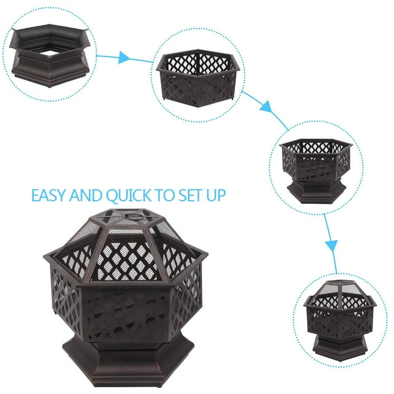 Ktaxon Outdoor Fire Pit Hex-Shaped Decoration Accent for Patio,Backyard,Poolside Ktaxon Outdoor Fire Pit Hex-Shaped Decoration Accent for Patio,Backyard,Poolside