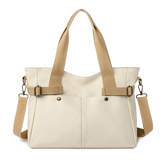 Bolso Damas Crossbody Lona Bolsos Moda para Fin de Semana Vacaciones Blanco