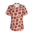 thumbnail image 5 of Zufioo Cute Strawberry Print Women's Classic V-neck T-shirt, V-neck Short-sleeved Tops Home Wear, Suitable for Daily Life, Work, Outdoors-Small, 5 of 8