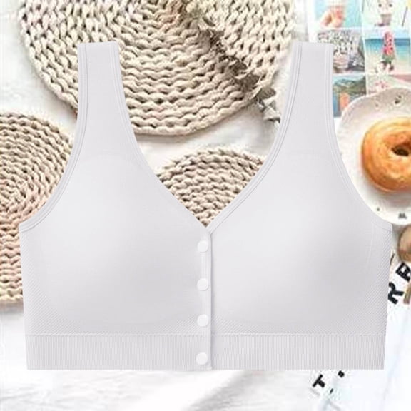 Gamivast Front Closure Bras for Women Seamless Wirefree Bras Supportive Full Coverage Back Smoothing Everyday Bra White XXXXXXL