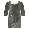 thumbnail image 5 of Sakmal Summer Tops for Women 2024 Elbow-Length Graphic Crew Neck T-Shirts Womens Shirts Under $5, 5 of 5