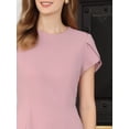 thumbnail image 4 of DARING DIVA Women's Sheath Petal Sleeve Elegant Pencil Dress L Pink, 4 of 7