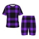 thumbnail image 1 of Balery Purple Buffalo Plaid Conjunto de Pijama Infantil de Manga Corta con Estampado – Ropa de Dormir de Algodón Suave-X-Large, 1 of 6