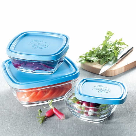 Duralex Lys 5 Piece Round Tempered Glass Bowl Storage Containers with Lids