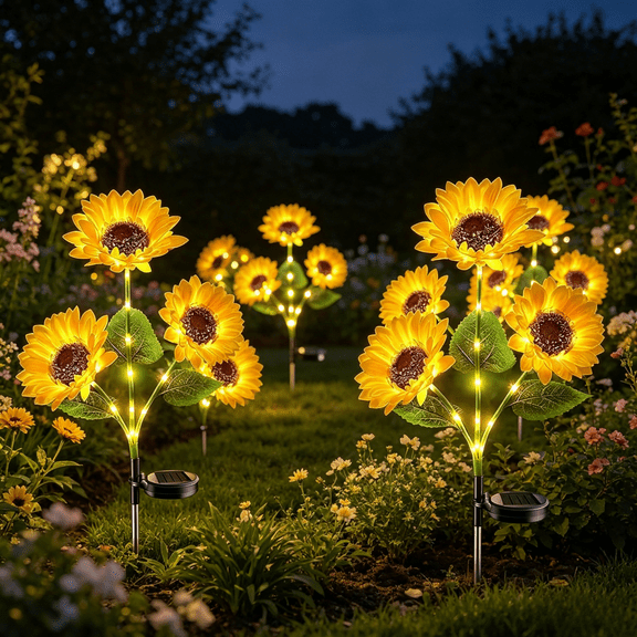 27.5" Solar Sunflower Garden Light, Outdoor LED Yard Solar Lamp Decor with Stake for Patio Lawn Pathway, Gift for Women Mom Grandma