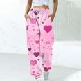 thumbnail image 2 of hotojiny Valentines Day Sweatpants for Women Cute Heart Print Running Joggers Casual Loose High Waisted Trousers, 2 of 7