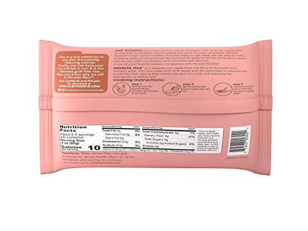 Miracle Noodle Miracle Rice - Konjac Rice, Keto Rice, Plant-Based, Gluten-Free, Soy Free, Low Carb Rice, Low-Calorie Rice, Grain Free, Perfect for Stir-Fry, Rice Pilaf, & Rice Pudding - 8 Oz, 6-Pack