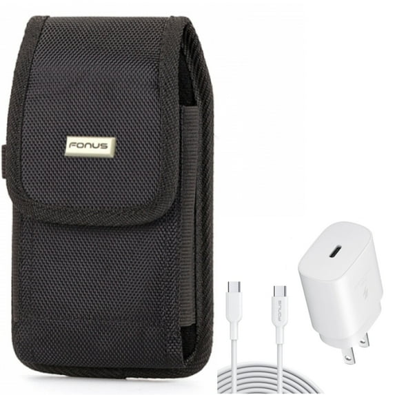 Case Belt Clip & 25W Fast Home Charger for Samsung Galaxy S22 Ultra,S21,Ultra,Plus,S20 Plus,Fan Edition,FE 5G - Swivel Holster + PD Type-C 6ft USB-C Cable Combo