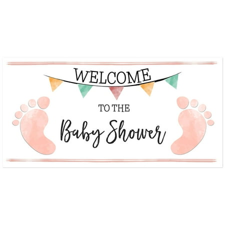 Pink Footprint Baby Shower Banner Walmart Com Pink Footprint Baby Shower Banner Walmart Com
