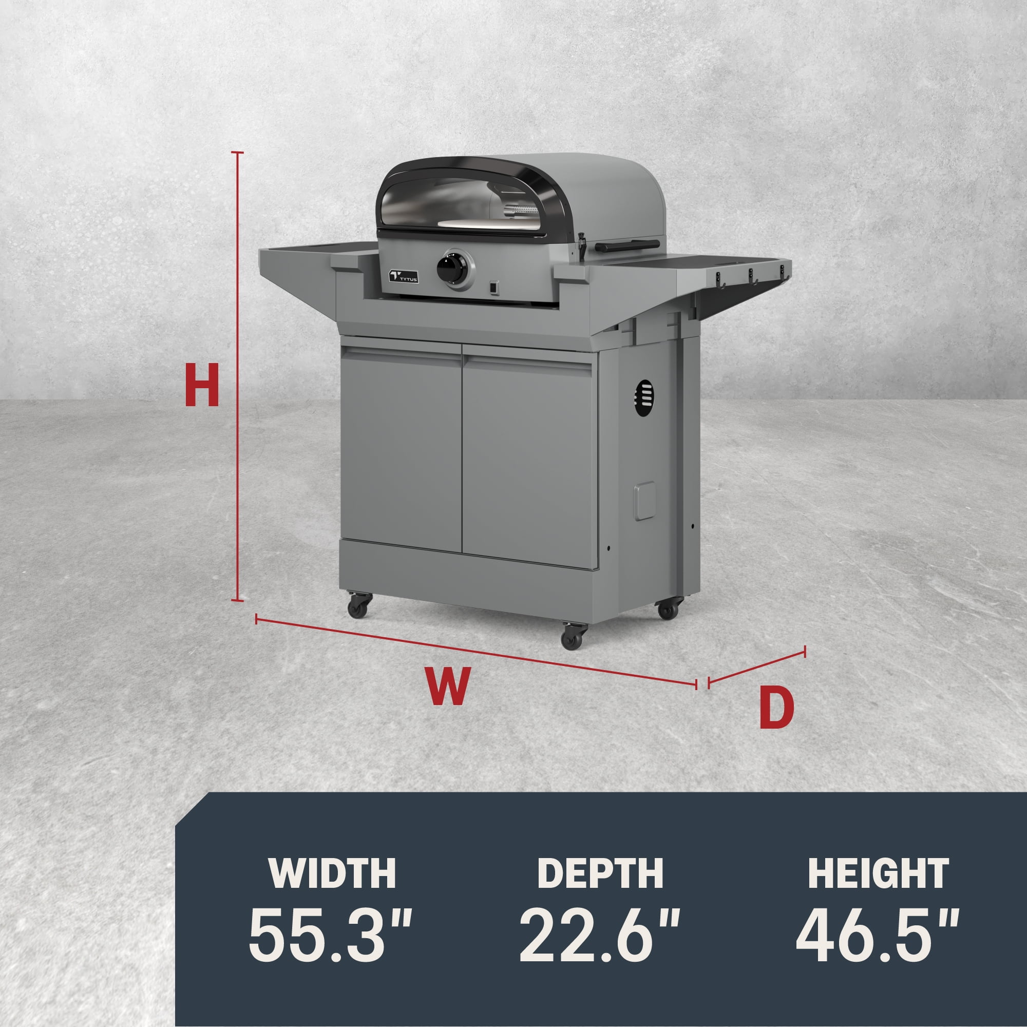 TYTUS Emberwood 14" Pizza Gas Grill with Storage Cart