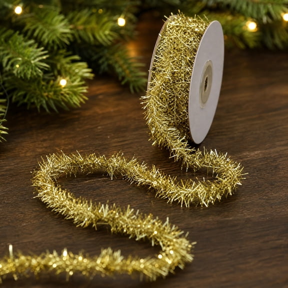 Christmas Sparkle Tinsel Cord Ribbon, Glitter Metallic Ribbon for Gift Wrapping, Mini Garland Trim for Christmas Tree Wreath, DIY Crafts Holiday Party Decorations Supplies, Assorted Colors