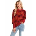 thumbnail image 2 of Pullover Sweaters for Women Y2K Maple Leaves Print Crewneck Fall Winter Halloween Knitted Sweaters Warm Long Sleeve Jumper Tops Alsol Lamesa, 2 of 6