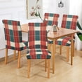 thumbnail image 2 of Yayeee 2 Pack Dining Chair Covers Stretch Parson Chairs Slipcovers Seat Protector, Vibrant Red Tartan Pattern, 2 of 6