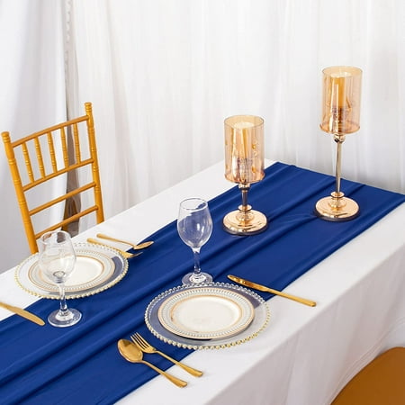 Chiffon Table Runner Royal Blue Voile Sheer Tulle Wedding For Birthday Baby Shower Party Decoration 1 Canada Chiffon Table Runner Royal Blue Voile, Royal Blue Table Setting