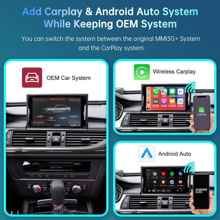 Road Top Wireless Carplay Android Auto Retrofit Kit, Audi A6 A7