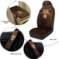 thumbnail image 6 of Xixirimido Bear Brown Print Car Seat Cover Set of 5 Pieces Front Seat Covers with Matching Seat Belt and Center Console Covers PU Leather Fits Most Vehicles, 6 of 8