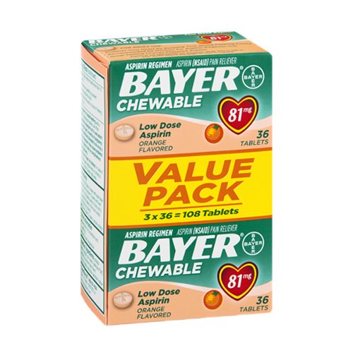 Bayer Low Dose Aspirin Chewable Tablets, 81 mg Orange Flavored Value