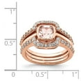 thumbnail image 2 of 925 Sterling Silver Rose-tone Pink Crystal and Cubic Zirconia 3 Piece Ring Set Size 8 Ring for Women, 2 of 2