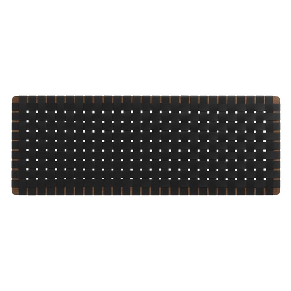 Pemberly Row Weave Wall-Mount Vegan Leather Queen Headboard in Walnut Black