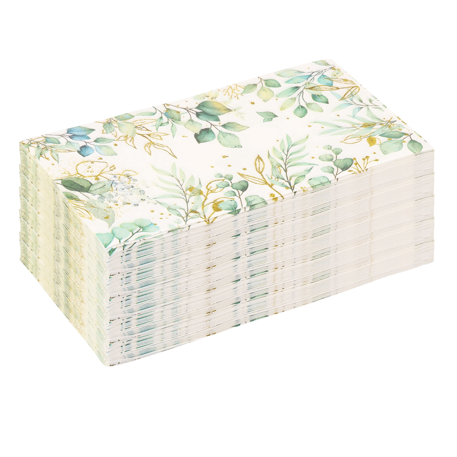 NUAHRHY 100pcs Eucalyptus Leaves Napkins, 3 Ply Disposable Hand Towels for Bathroom, Eucalyptus Leaf Guest Paper Napkins Dinner Napkins for Spring Wedding Baby Shower Bridal Shower Birthday Tea Party