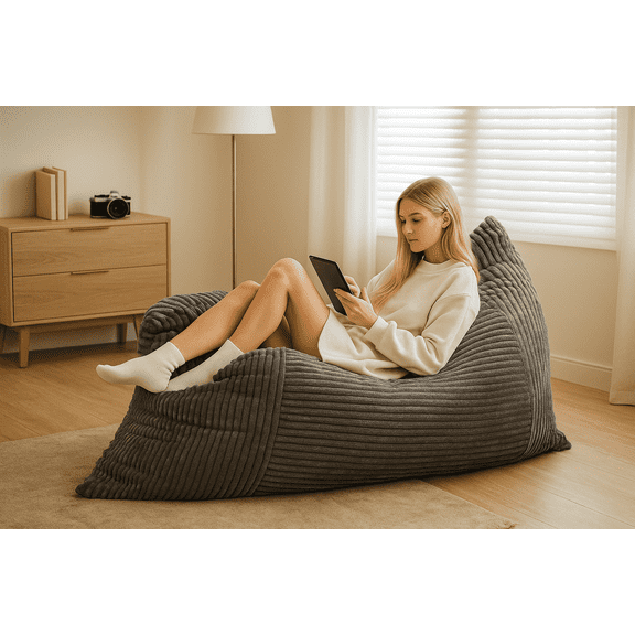 Giant Bean Bag Chair with Convertible Bean Bag Mat and Machine-Washable Cover. Suitable for adults, it can be placed in various settings such as living rooms, bedrooms, and studies.