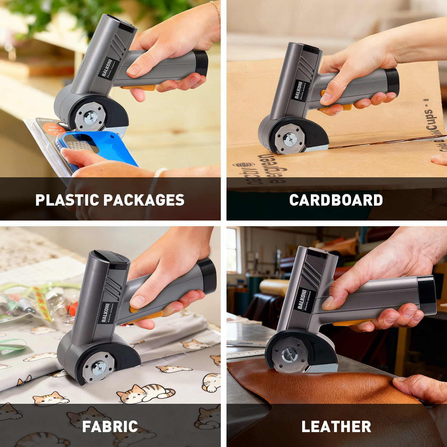 Cordless Electric Scissors With USB- Battery, USB Charging & 1300mAh Battery - Heavy-Duty Rotary Cutter Suitable For Fabric, Leather, Cardboard - Ergonomic Anti-Slip Handle, Safety Lock & LED Light