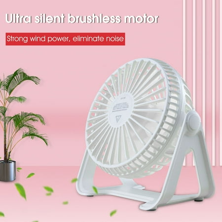 

Xinwanna Table Fan 3 Speeds Rechargeable Portable Solid Color Quiet USB Mini Fan for Office (White)