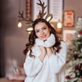 thumbnail image 6 of Reindeer Antlers Headband for Women, Big Animal Antler Ears Headbands, Festive Party Hair Accessories Reindeer Fabric Headpiece Holiday Celebration Decoration, Accessories,Khaki/1PCS, 6 of 6
