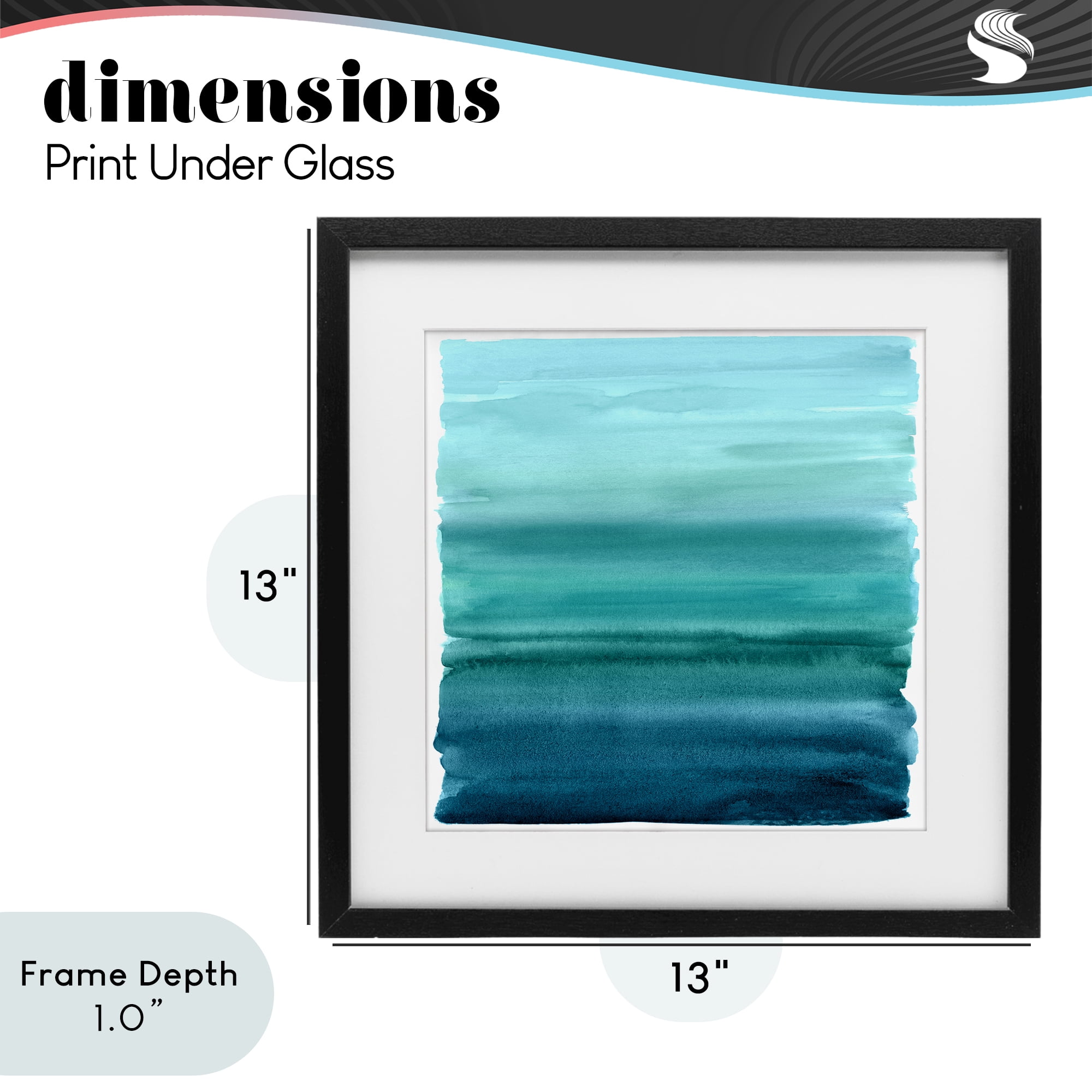 Stupell Industries Aqua Ombre Gradient Black Framed Print Under Glass, design by Allie Corbin