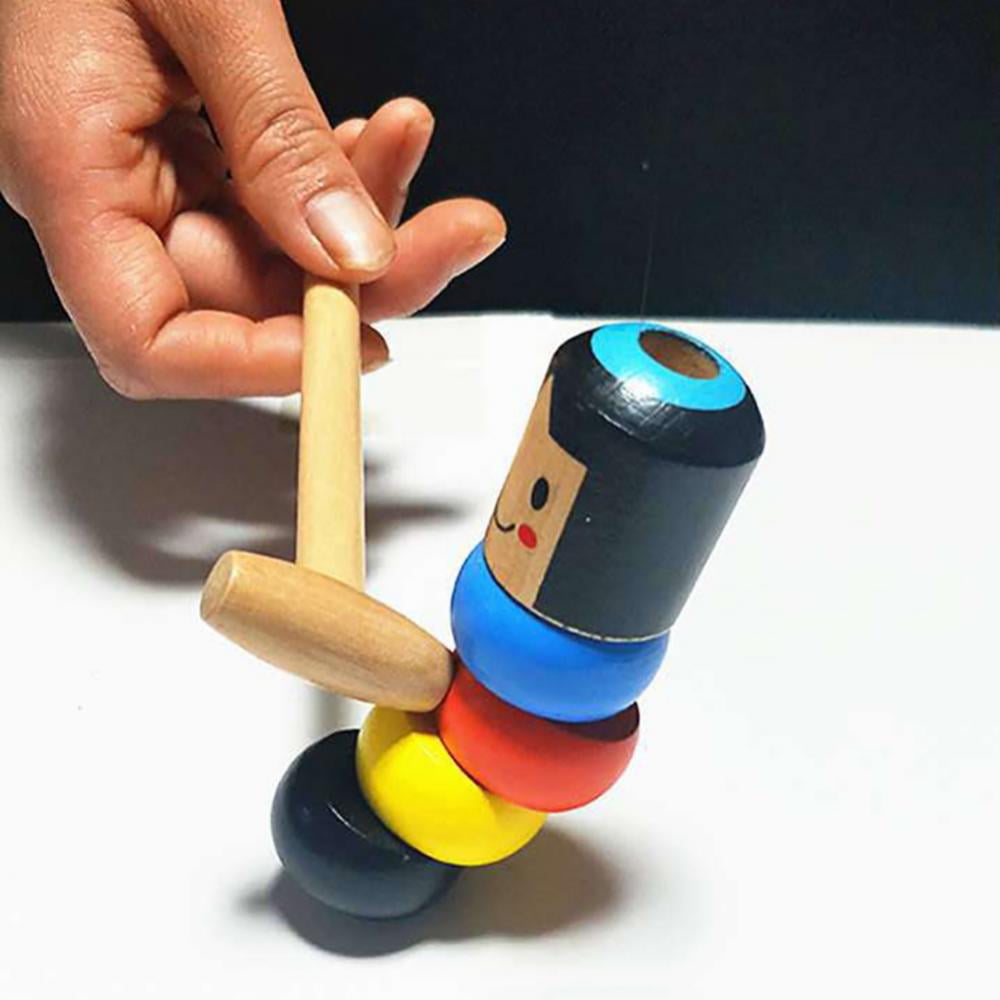 Funny Kids Wooden Magic Toy Stubborn Man Unbreakable Figurine Gifts Tumbler