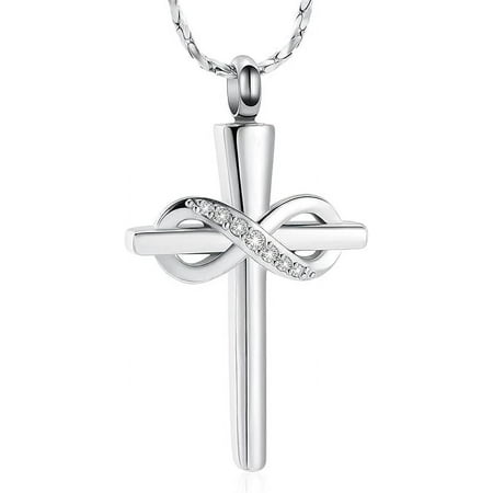 Infinity Cross Cremation Jewelry Religious Cross Urn Necklace for Ashes Ashes Holder Memorial Urn Necklace Cremation Jewelry for Human Pet
