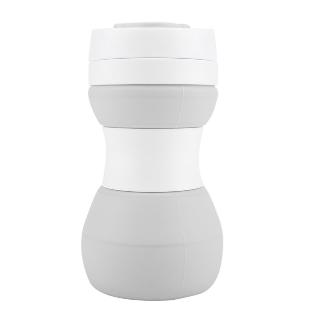 Funda de silicona plegable a prueba de fugas para taza de viaje para café, té y agua - Gris