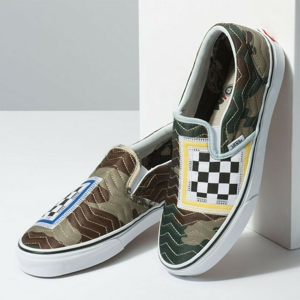 Vans Classic Slip On Mixed Quilting White Skate Shoes Size 8 - Walmart.com