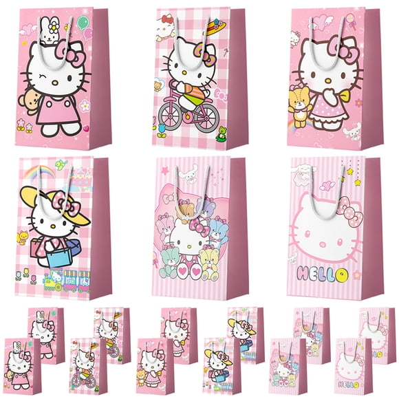 Hello Kitty Sacs à Surprises - 24 Pcs Sacs de Fête Hello Kitty, Sacs-Cadeaux Hello Kitty, Sacs de Bonbons Hello Kitty pour Filles Enfants Fournitures de Décoration de Fête d'Anniversaire à Thème Hello Kitty