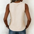 thumbnail image 5 of Nestiefly Womens Linen Wrap Tank Top V Neck Waist Side Tie Shirt Sleeveless Cotton Summer Blouses Asymmetrical Vest Tops Beige XL, 5 of 6