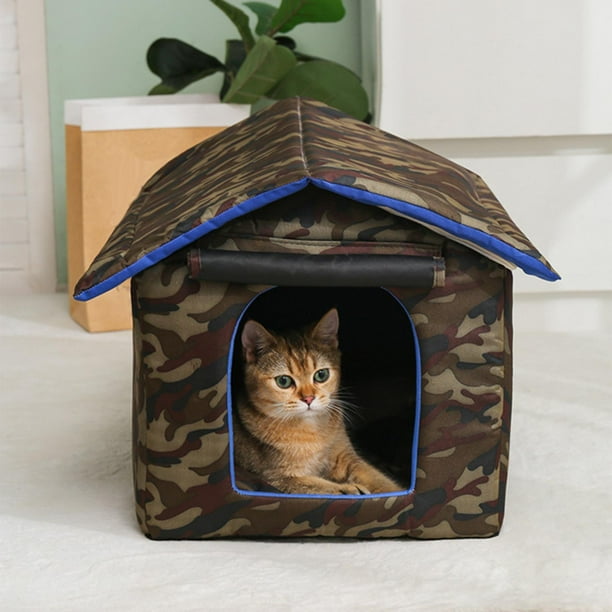 Casa Para Gatos Exterior Impermeable - Tamaños M (33x33x38 Cm) Y L (48x33x40 Cm), Tela Oxford, Lavable, Con Piquetas Para Fijar, Ideal Para Jardín, Terraza O Balcón