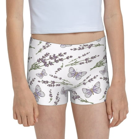 Pofeuu Lavender And Butterfly Print Soft Cotton Girls Boyshort panties Toddler Underwear-Medium