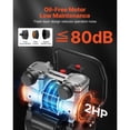 thumbnail image 3 of KFFKFF 14-Gallon Portable Air Compressor, 2HP Motor, 4.3 SCFM at 90PSI, Max 125PSI, Oil-Free Design with Wheels for Auto Repairs, Tire Inflation, Painting, and Woodworking, 120V, 3 of 9
