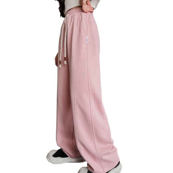 Generic Boys Girls Baggy Joggers Straight Leg Sweatpants Elastic Waist Track Pants/Drawstring, Solid School Athletic Trousers