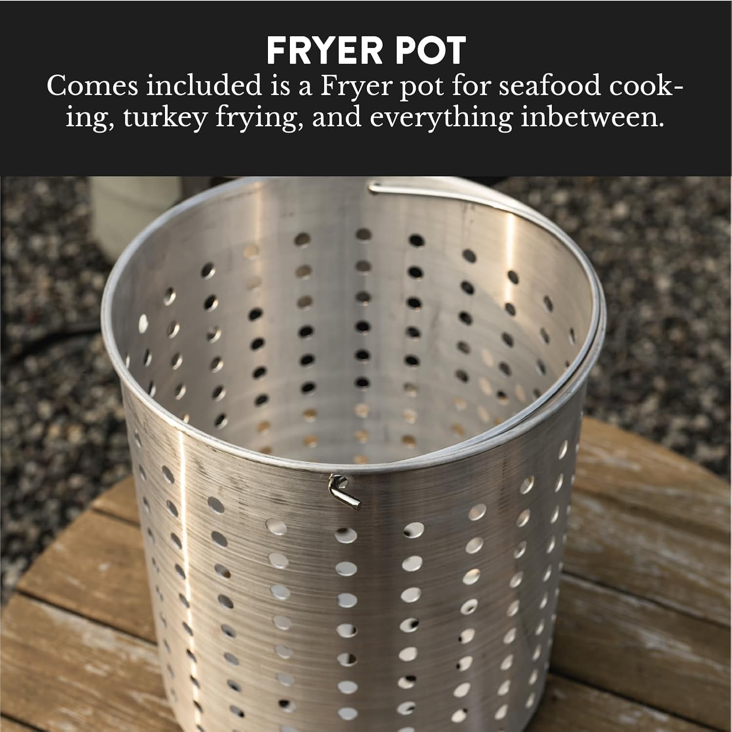 GasOne 30Qt Aluminum Stock Pot with Strainer and Lid – Large Deep Fryer Pot with Basket for Boiling
