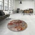 thumbnail image 3 of Ahgly Company Indoor Round Mid-Century Modern Dark Sienna Brown Oriental Area Rugs, 8' Round, 3 of 6